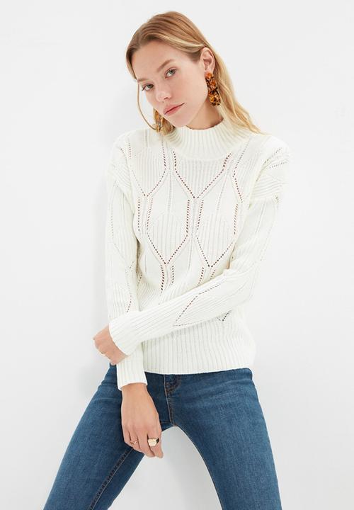 Trendyol - Openwork knitwear sweater - ecru