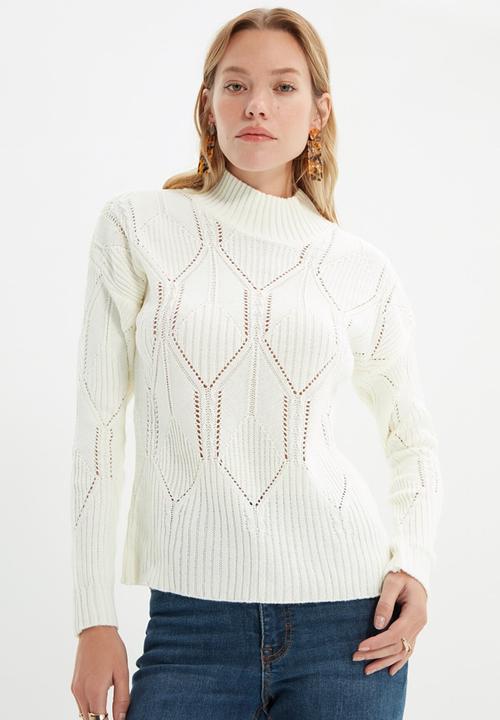 Trendyol - Openwork knitwear sweater - ecru