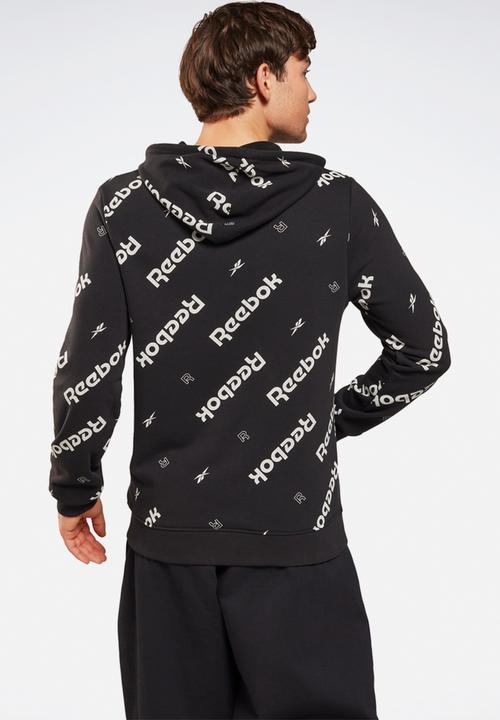 Reebok - ALL-OVER PRINT PULLOVER HOODIE - black