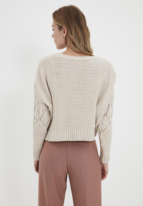 Trendyol - Openwork knitwear sweater - stone