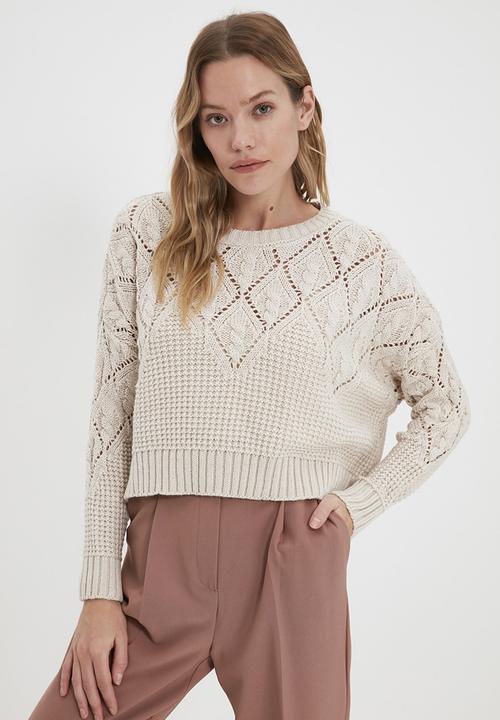 Trendyol - Openwork knitwear sweater - stone