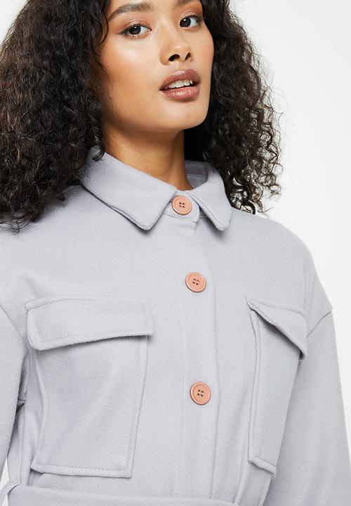 dailyfriday - Longer length shacket - light grey