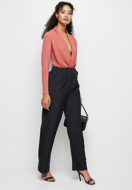 MILLA - Knit woven bodysuit - brick