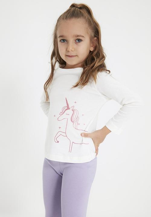 Trendyol - Girls unicorn printed tee - white
