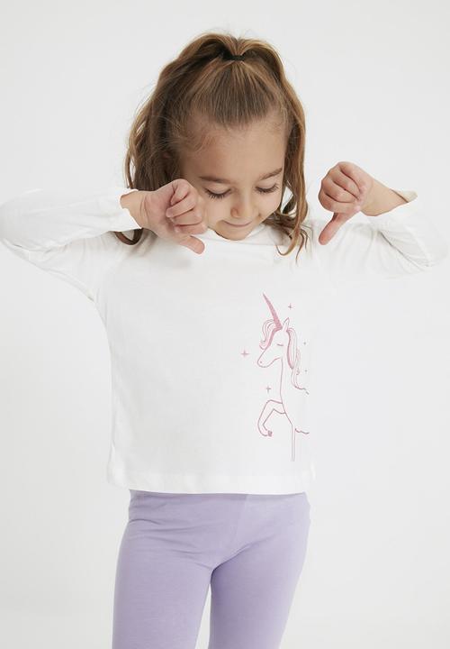 Trendyol - Girls unicorn printed tee - white