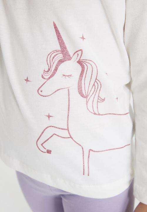 Trendyol - Girls unicorn printed tee - white