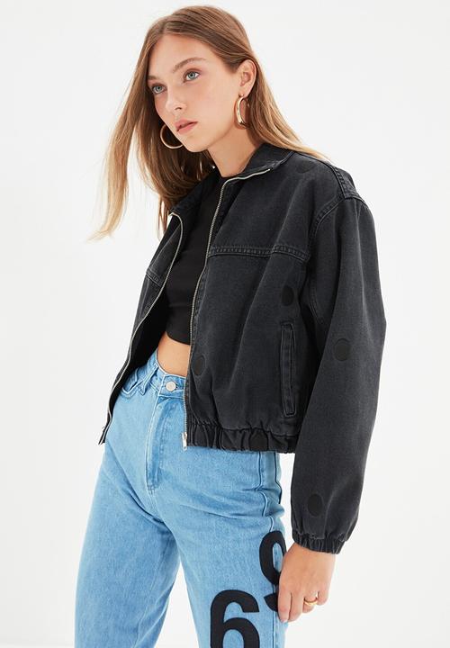 Trendyol - Bomber denim jacket - black