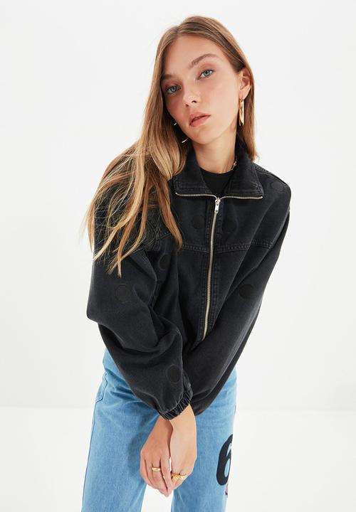 Trendyol - Bomber denim jacket - black