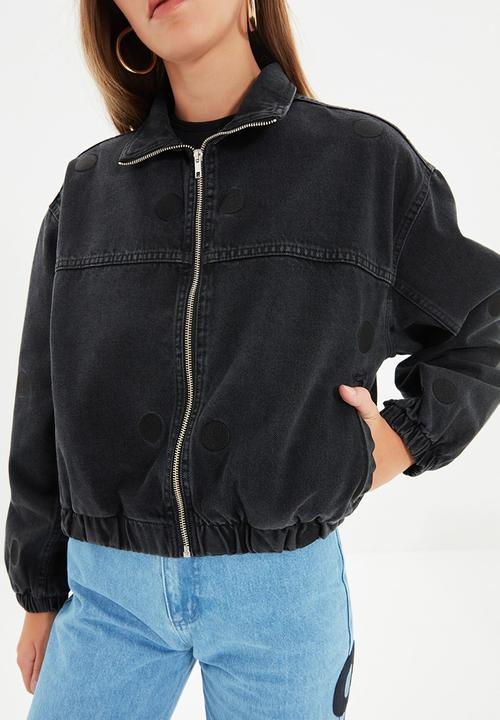 Trendyol - Bomber denim jacket - black