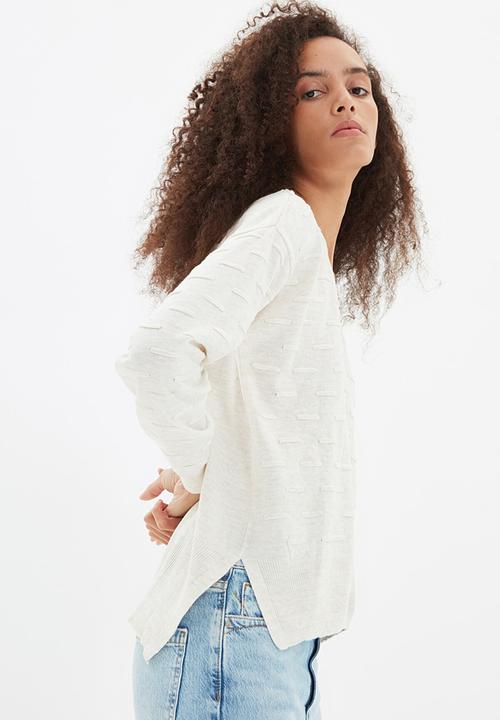 Trendyol - Knitted detailed knitwear sweater - ecru