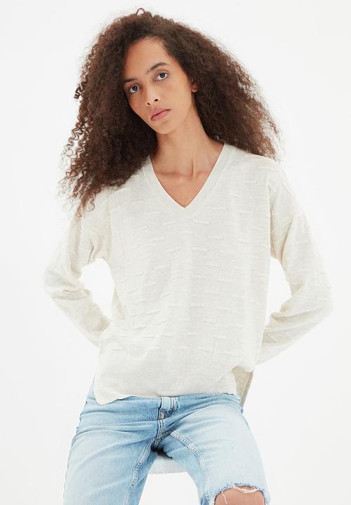 Trendyol - Knitted detailed knitwear sweater - ecru