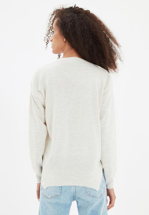 Trendyol - Knitted detailed knitwear sweater - ecru