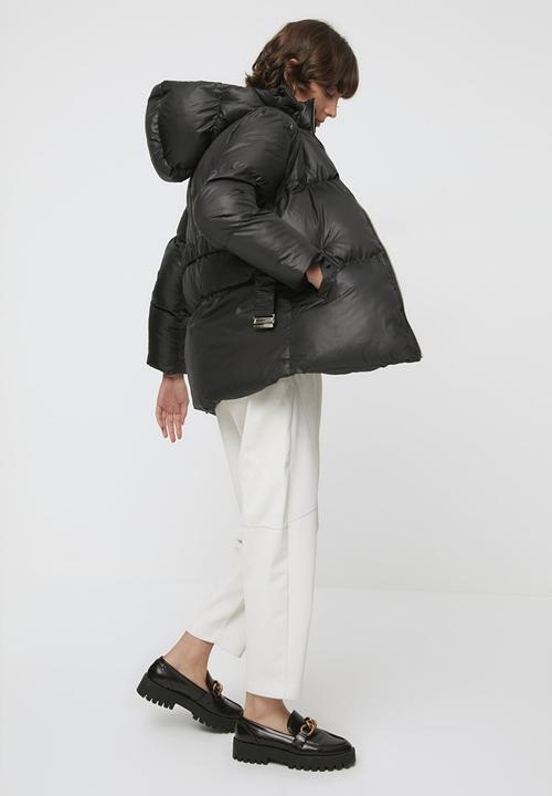 Trendyol - Oversized hooded coat - black