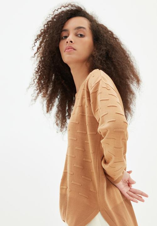 Trendyol - Knitted detailed knitwear sweater - camel