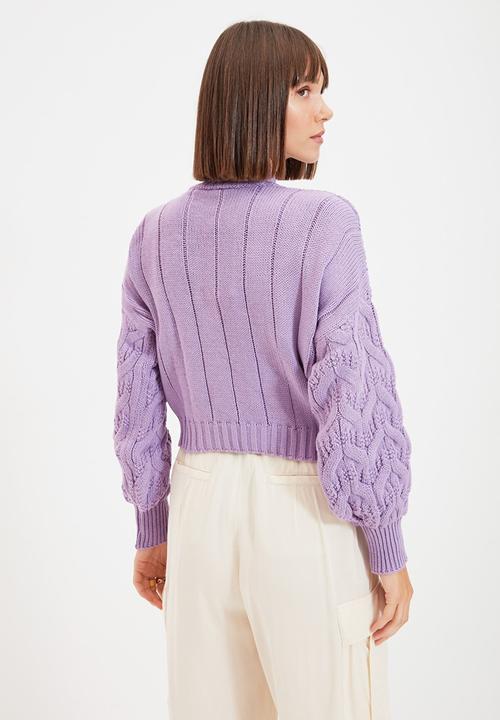 Trendyol - Oversize jacquard knitwear sweater - lilac