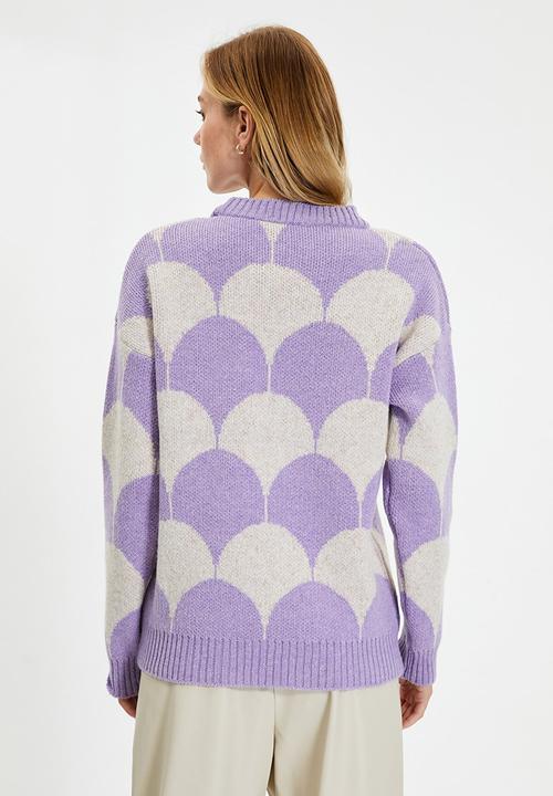 Trendyol - Oversize jacquard knitwear sweater - purple