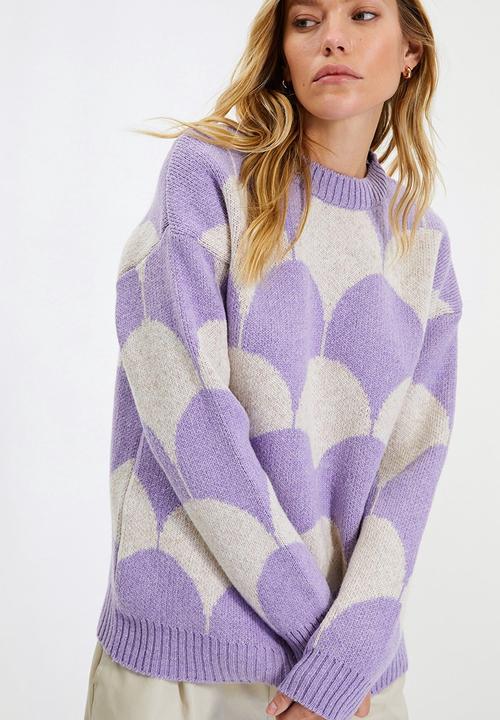 Trendyol - Oversize jacquard knitwear sweater - purple