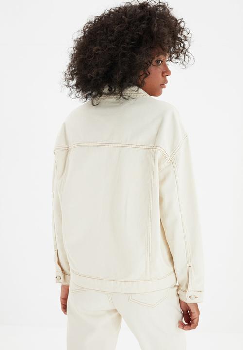 Trendyol - Basic denim jacket - ecru