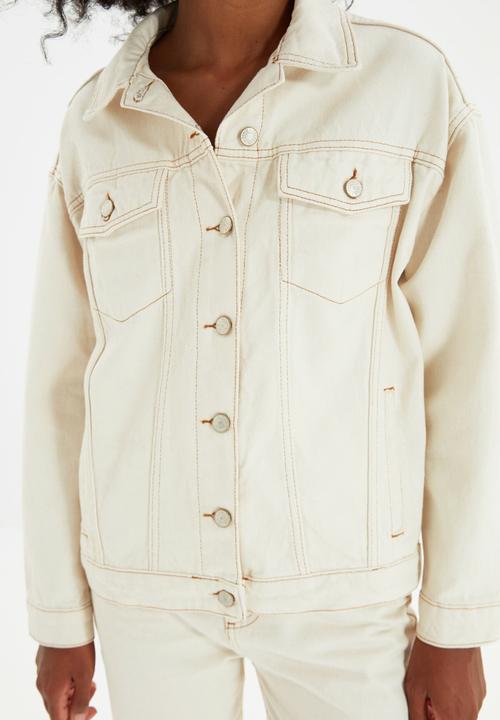 Trendyol - Basic denim jacket - ecru