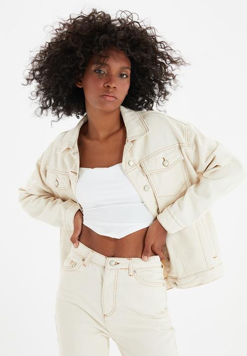 Trendyol - Basic denim jacket - ecru