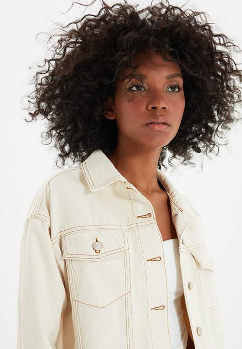Trendyol - Basic denim jacket - ecru