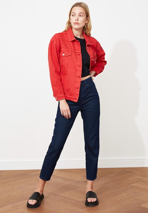 Trendyol - Basic denim jacket - red