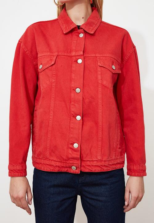 Trendyol - Basic denim jacket - red