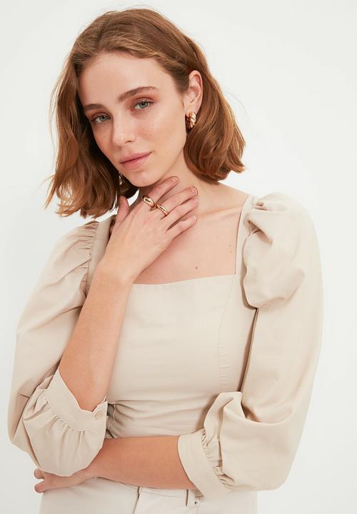 Trendyol - Balloon sleeve blouse - mink