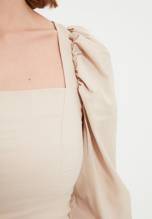 Trendyol - Balloon sleeve blouse - mink
