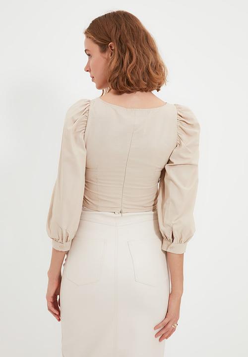 Trendyol - Balloon sleeve blouse - mink