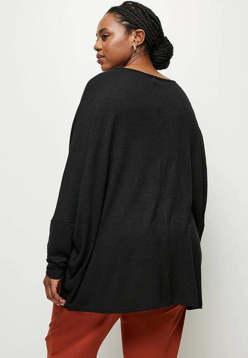edit Plus - Soft touch oversize top - black