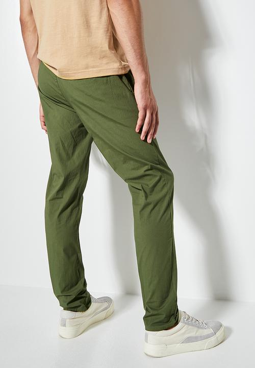 Superbalist - Deco cracker poplin elastic waistband pant - khaki green