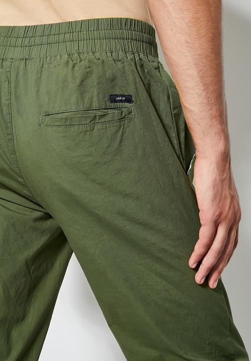 Superbalist - Deco cracker poplin elastic waistband pant - khaki green