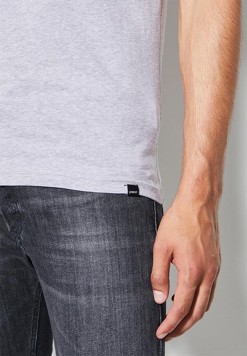 Superbalist - James muscle fit vee neck tee - grey melange