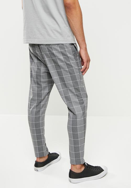 Only & Sons - Onslinus crop check pants -grey melange