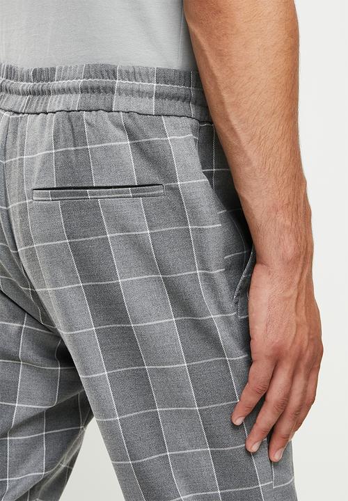 Only & Sons - Onslinus crop check pants -grey melange