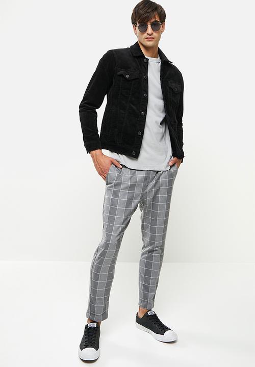 Only & Sons - Onslinus crop check pants -grey melange