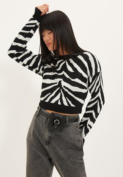 Trendyol - Crop jacquard sweater - black