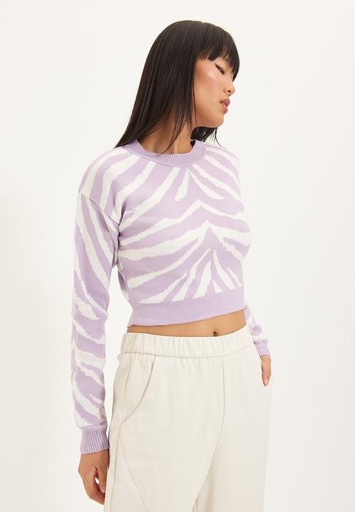 Trendyol - Crop jacquard sweater - lilac