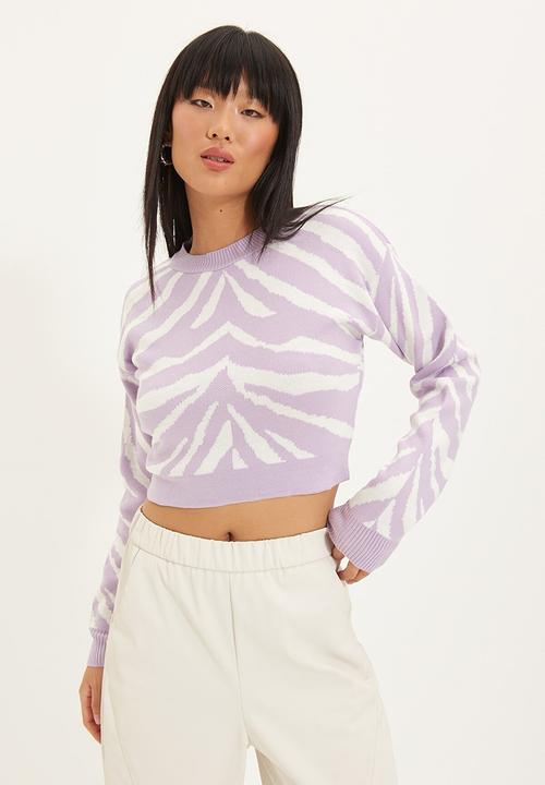 Trendyol - Crop jacquard sweater - lilac