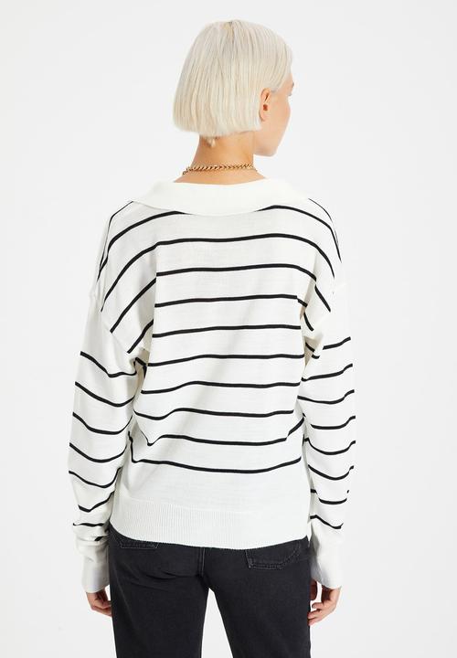 Trendyol - Polo collar knitwear sweater - ecru