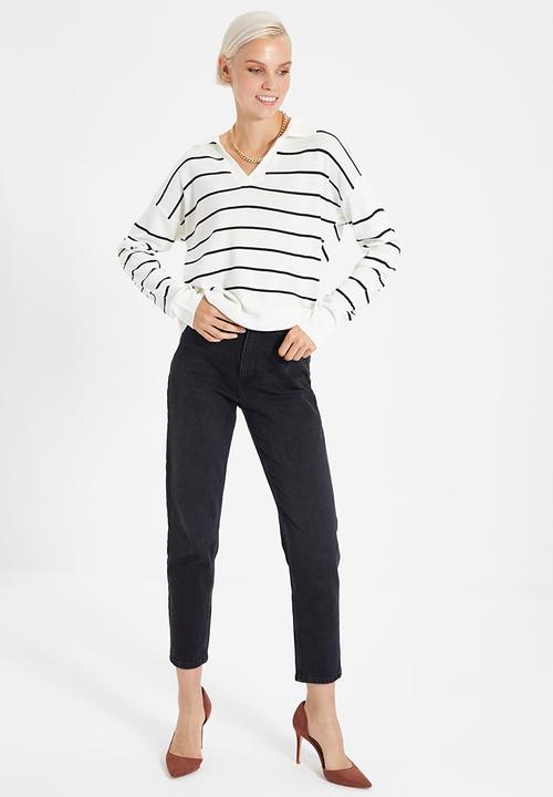 Trendyol - Polo collar knitwear sweater - ecru