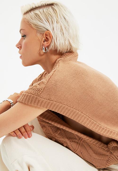 Trendyol - Knitted detailed knit sweater - camel