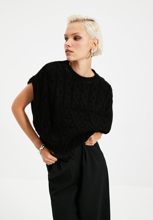 Trendyol - Knitted detailed knit sweater - black