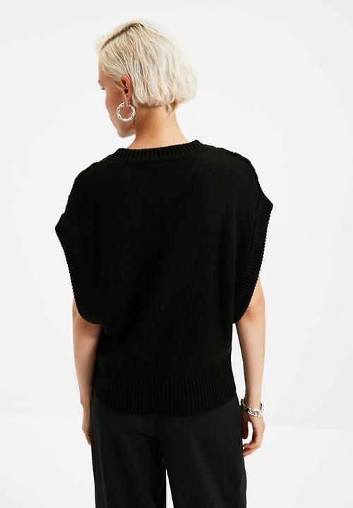 Trendyol - Knitted detailed knit sweater - black