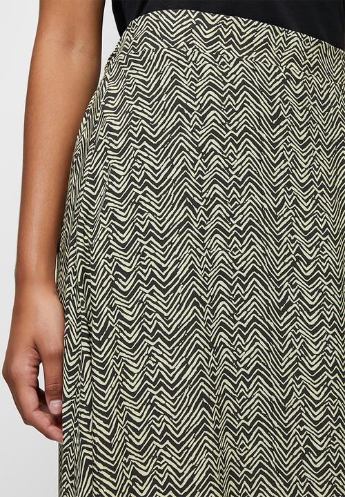 edit - Pull on slit maxi skirt - black & stone