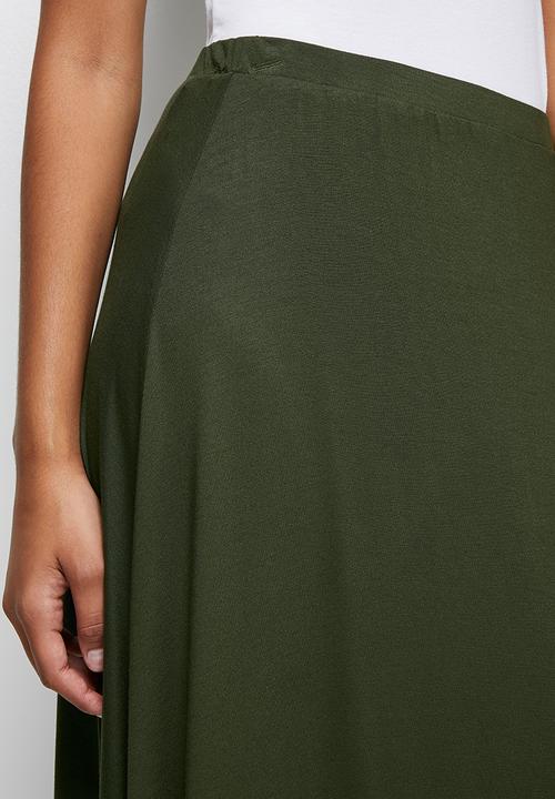 edit - Slit knit maxi skirt - dark olive