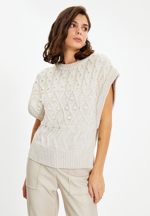 Trendyol - Knitted detailed knit sweater - stone