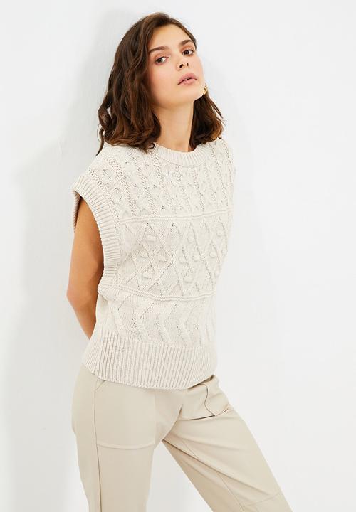 Trendyol - Knitted detailed knit sweater - stone