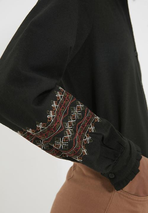 Trendyol - Embroidery detailed shirt - black